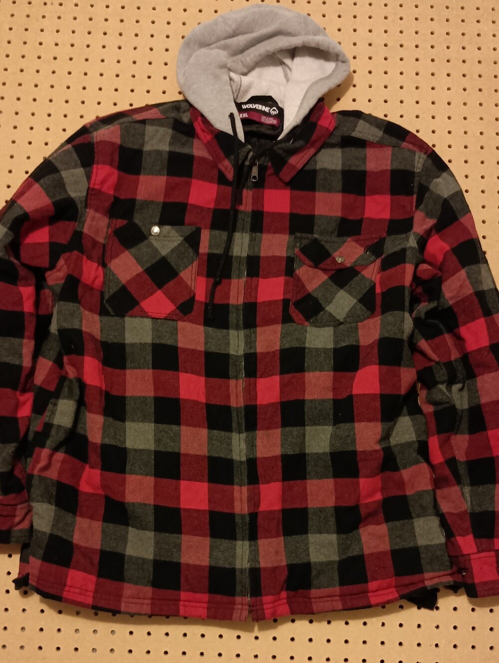 Wolverine Mens Plaid Zip Up Jacket Xxl